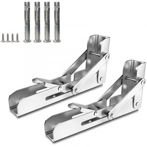 2 Pliable Équerre pour Etagere Mural,économiser de l'espace,Support étagères avec vis d'expansion en Acier Inoxydable,150 mm,Tablette Pliante Console