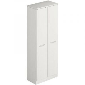Armoire à chaussures polyvalente blanche à deux portes avec porte-balai cm h182x71x38