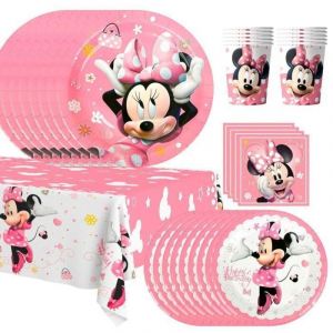 Vaisselle de Decoration Anniversaire Minnie, Ensemble de Vaisselle Minnie Anniversaire-Gobelet Assiette Anniversaire Nappe Serviette