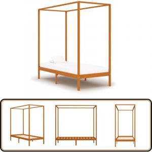 Vidaxl - Cadre de lit à baldaquin sans matelas bois massif 90x200 cm - Cadre De Lit - Lit à Baldaquin - Lit Double - Lit En Bois - Meuble Chambre
