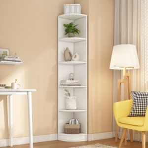 Tanant - Colonne de salle de bain avec 5 étagères, bibliothèque d'angle, forte capacité de charge, idéal pour la maison, la salle de bain, la cuisine