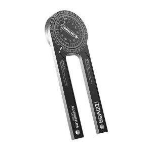 Rapporteur d'onglets en aluminium à 360° Appareil de mesure d'angles Jauge Règle d'angle Goniomètre Outil de mesure pour des coupes d'onglet précises