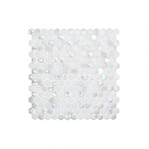 Mosa&iuml;que de pate de verre effet textur&eacute; HEXAGONE STAR 2,6x2,2cm Brillant et Mat (mix) boite de 2 m2 - Mosa&iuml;que Hexagone 2,6x2,2 cm Blanc - bo&icirc;te de 2
