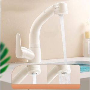 Robinet de Cuisine 2-en-1 Blanc - Mitigeur avec Douchette Extractible et Rotation 360&deg; - Double Fonction (Jet/Douche) - Flexible 1,2m - Design Moderne