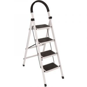 Norcks - Escabeau, Échelle Pliante 4 Marches, Escabeau Portable , Étagère de Rangement Multifonctionnelle, Support pour Pots de Fleurs, Blanc