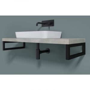 Doporro - 1 pi&egrave;ce equerre de fixation plan de toilette &eacute;tag&egrave;re tablette murale porte-serviette acier inox noir 50x3x15cm WH01