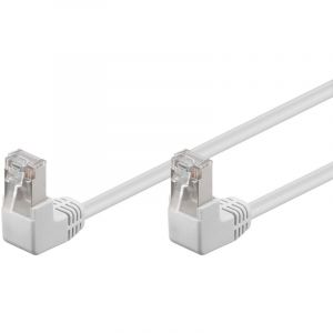 Goobay - cat 5e Câble Patch 2x 90° Coudé, f/utp - conducteur en aluminium plaqué cuivre (cca), 2x Prise RJ45 90° (8P8C), blanc, 0,5 m (96061)