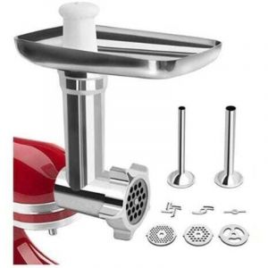 Dpzo - Hachoir à Viande de kitchenaid accessoires, Hachoir KitchenAid pour Robot Pâtissier, avec 3 Plaques de Broyage et 2 Tubes à Farcir pour de