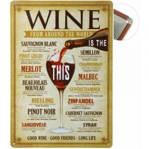 Grand Teint Vintage Plaque M&eacute;tallique 20x30cm Poster En M&eacute;tal Mural Plaque D&eacute;corative pour Cafe Bar Restaurant Pub, S&eacute;rie Bi&egrave;re (Wine)