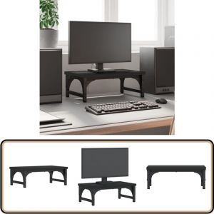 Support de moniteur noir 37x23x14 cm bois d'ing&eacute;nierie - Support Ordinateur - Support &Eacute;cran - Bureau Ergonomique - Positionnement &Eacute;cran