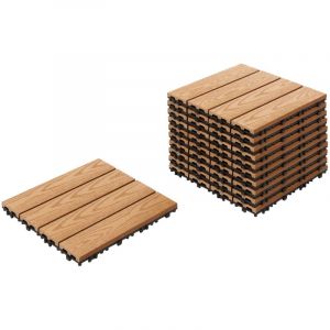 Caillebotis Composite WPC &agrave; Embo&icirc;tement R&eacute;sistant aux Intemp&eacute;ries Dalles de Terrasse Marron Clair Atessa