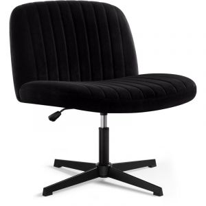 IWMH Chaise de Bureau, Chaise en tissu sans roulettes, Fauteuil pivotante r&eacute;glable en hauteur sans accoudoirs, Siege de maquillage r&eacute;glable en