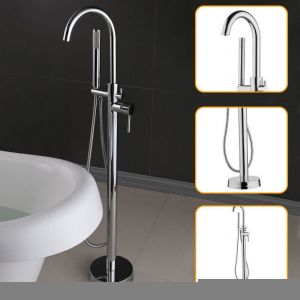 Robinet sur pied Robinet de baignoire sur pied Douchette à main Baignoire