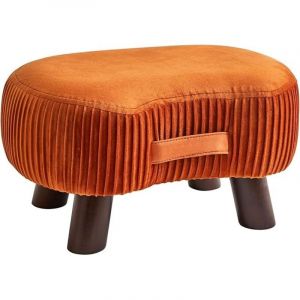 Pouf en Bois, Petit Repose-Pieds Incurvé avec Poignée, Tabouret de Canapé avec Coussin d'Assise Moelleux, pour Chambre, Salon, Chambre à Coucher 40 ×