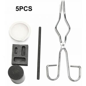 5Pcs Resistant A La Chaleur Coulee De Lingotiere Outil Smelting Or Argent Fournaise Kit Scrap Bijoux Raffinage De Fusion Metal Or Forge Set Graphite