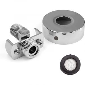 M20 Adaptateur Robinet Douche, Rotule Pivotante Laiton, Argent, Processus de Galvanoplastie, Avec Couvercle D&eacute;coratif, Raccord Excentr&eacute; Mitigeur, Long