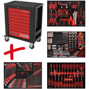 Kstools - Composition pour servante d'atelier Performanceplus P15 avec 241 outils pour 4 tiroirs