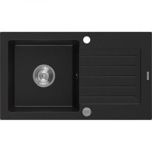 Mexen - Pablo &eacute;vier en granit &agrave; 1 cuve avec &eacute;gouttoir 752 x 436 mm, Noir - 6510751010-77