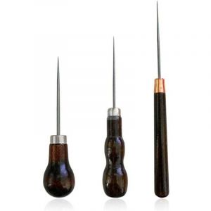 3 pi&egrave;ces Poin&ccedil;on Cuir Outil de Couture, Al&egrave;ne en Cuir, Al&ecirc;ne en Bois, Pour la Couture du Cuir, Leather handmade DIY