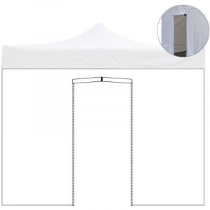 Couverture lat&eacute;rale imperm&eacute;able blanche 3x2 m avec porte enroulable pour tonnelle pliante Market-Pro