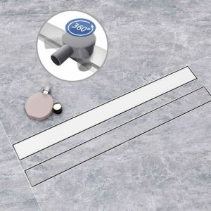 Aica Caniveau de Douche Italienne Acier Inoxydable, Siphon de sol de douche avec version 2 en 1 et rotative à 360 , Siphon de douche à carreler, Avec