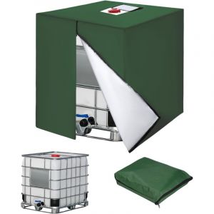 Bache pour Cuve 1000L IBC, 420D R&eacute;servoir d'eau Couvercle, Anti-UV Housse Protection Cuve, B&acirc;che de Protection Cuve IBC avec Fermeture &eacute;clair, 120 x