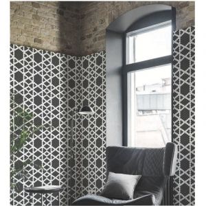 Mosa&iuml;que Art factory hexagone 2,6x2,2cm motif Soprano noir et blanc sur trame nylon 33,3x33,3cm Satin&eacute; boite de 1 m2 - Mosa&iuml;que Hexagone 2,6x2,2 cm N