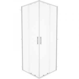 Parama - Cabine de douche coulissante 80x80cm avec profilés minces en aluminium chromé Verre opaque 6mm h190 - Réversible Mod. Portofino