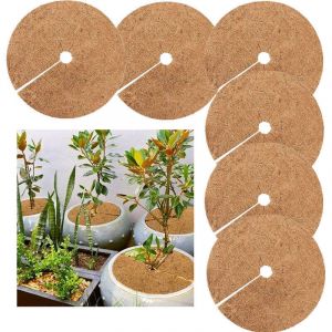 Tapis Coco Plante, Disque de Paillage Coco, Protection d'hiver pour Plantes en Pot, Prot&eacute;ger Les Racines des Plantes en Pot du Gel 30cm 6Pcs