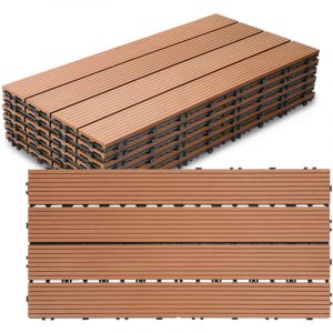 Wolketon Dalle de terrasse Dalles clipsables en bois 18 pi&egrave;ces Rev&ecirc;tement Carrelage 60 x 30 pour jardin terrasse, Marron