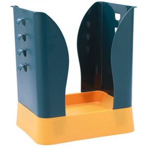 Poubelle en plastique extensible avec support de sac poubelle grande capacit&eacute; pour cuisine et salle de bain (bleu, jaune)