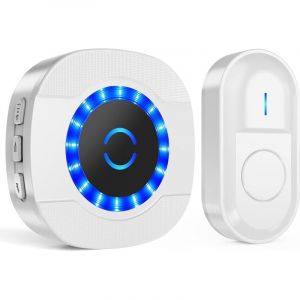 Sonnette sans Fil, 300M Sonnette de Porte, &Eacute;tanche Carillon Electronique Kit de Carillon avec R&eacute;cepteurs Enfichables pour la Maison, 55 M&eacute;lodies, 5