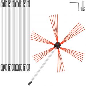 Tiges de ramonage flexibles Mophorn 30 pieds, kit de nettoyage de cheminée en nylon avec tête de brosse flexible, tiges faciles à connecter, 9 tiges