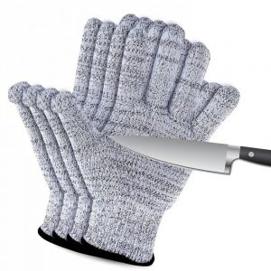 Lot de 2 paires de gants r&eacute;sistants aux coupures de qualit&eacute; alimentaire, protection de niveau 5, gants de coupe lavables, gants anti-coupures pour la