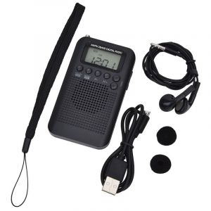 Lauwexe - Portable mini radio de poche avec haut parleur fm/am numérique stéréo dsp récepteur avec réveil et minuterie pour maison et l'extérieur