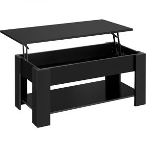 Table Basse avec Plateau Relevable en Bois mdf, Table de Salon Moderne avec Compartiment Caché, Table avec Porte-Revues, Une Étagère de Rangement,