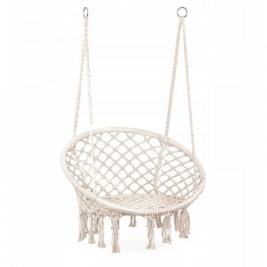 Northix - Chaise suspendue Boho balançoire de jardin nid de cigogne blanc