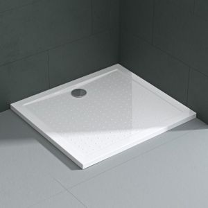 Mai & Mai Receveur de Douche Anti Glisse Bac &agrave; Douche Blanc 70x90x4cm Rectangulaire Lucia02AR avec bonde A2