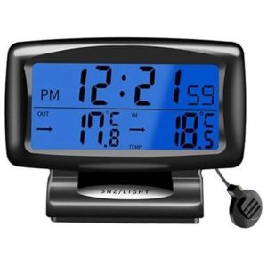 Horloge de Temp&eacute;rature de Voiture, Thermom&egrave;tre pour Voiture Thermom&egrave;tre de voiture num&eacute;rique avec r&eacute;tro&eacute;clairage LCD horloge avec &eacute;cran num&eacute;rique