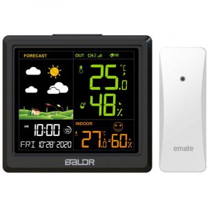 [JAMAIS UTILIS&Eacute;] Station m&eacute;t&eacute;o sans Fil, Thermom&egrave;tre Hygrom&egrave;tre Barom&egrave;tre Int&eacute;rieure Ext&eacute;rieure avec Capteur LED Ecran R&eacute;tro-&eacute;clairage Horloge