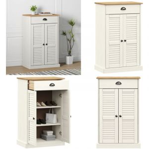 Armoire à chaussures vigo blanc 60x35x96 cm bois massif de pin - Meuble Range Chaussure - Meuble Rangement Chaussures - Armoire à Chaussures