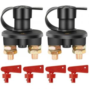 Coupe Circuit Batterie 12V/24V, 2 pi&egrave;ces D&eacute;connexion d'isolateur de Batterie Interrupteurs Batterie Voiture Coupe Batterie pour Voitures Camping-Cars