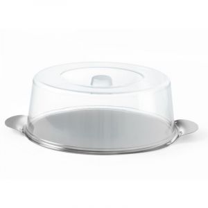 Hendi - Plateau en inox avec couvercle transparent, rond, diamètre. 300mm 980101