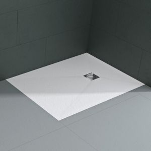 Mai & Mai Receveur de Douche Antid&eacute;rapant Bac &agrave; Douche Blanc en R&eacute;sine Marbre Artificielle 90x120x3cm Rectangulaire G&eacute;o9 avec Bonde AL06