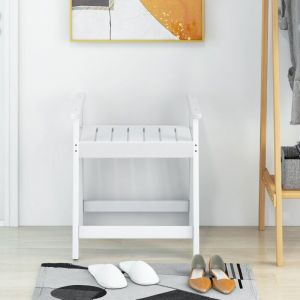 Banc de Douche avec Accoudoirs Si&egrave;ge de Spa Tabouret de Bain pour Douche Int&eacute;rieure Rasage de Jambes 58 X 52 X 615 cm Blanc