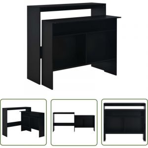 Table de bar avec 2 dessus de table Noir 130 x 40 x 120 cm - Table De Bar - Table Haute - Meuble De Salon - Mobilier Contemporain - Table Noire - The