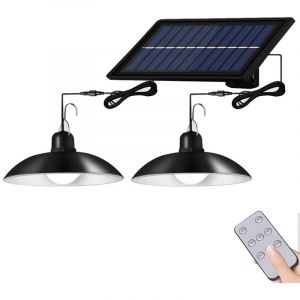 Lampes suspendues solaires ext&eacute;rieures LED avec d&eacute;tecteur de mouvement r&eacute;glable et t&eacute;l&eacute;commande, IP67 &eacute;tanche, pour garage, tonnelle, hangar,