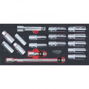 Module - KS TOOLS - 713.1026 - Module de douilles longues et accessoires - 1/2 - 17 pieces