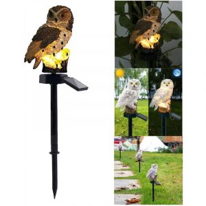 Lampe solaire d'extérieur décorative en forme de hibou, imperméable, avec piquet, en résine, luminaire décoratif pour jardin, clôture, pelouse,