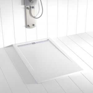 Receveur de douche Resine FLOW Blanc - 70x120 cm - Grille + Valve OFFERTE